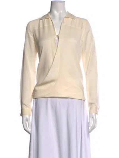 Pre-owned Michael Kors Silk Long Sleeve Blouse In Neutrals