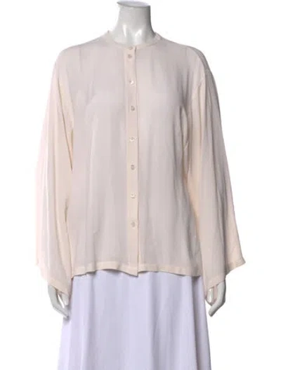 Pre-owned Michael Kors Silk Long Sleeve Blouse In Neutrals