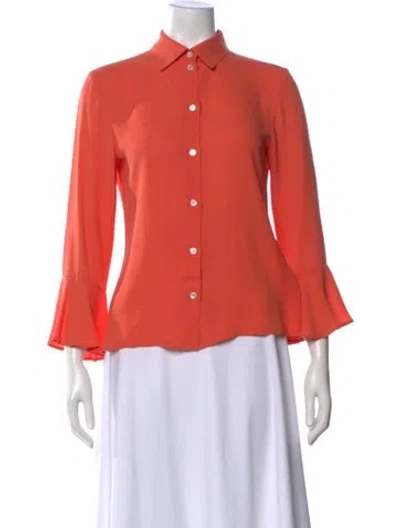 Pre-owned Michael Kors Silk Long Sleeve Blouse In Orange