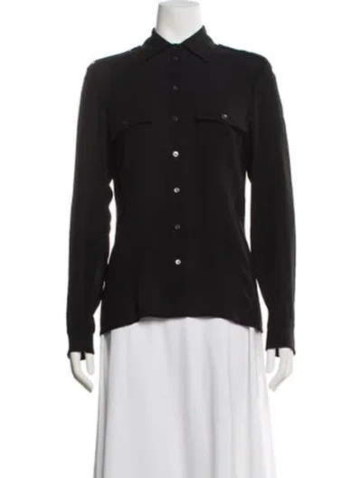 Pre-owned Michael Kors Silk Long Sleeve Button-up Top In Brown