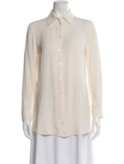 Pre-owned Michael Kors Silk Long Sleeve Button-up Top In Neutral