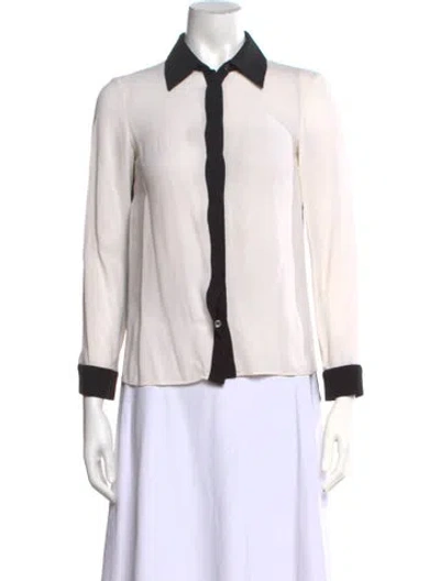 Pre-owned Michael Kors Silk Long Sleeve Button-up Top In Neutral