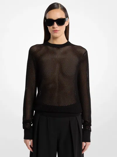 Michael Kors Silk Mesh Sweater In Animal Print