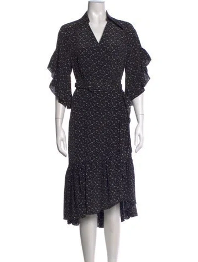 Pre-owned Michael Kors Silk Midi Length Dress In Black