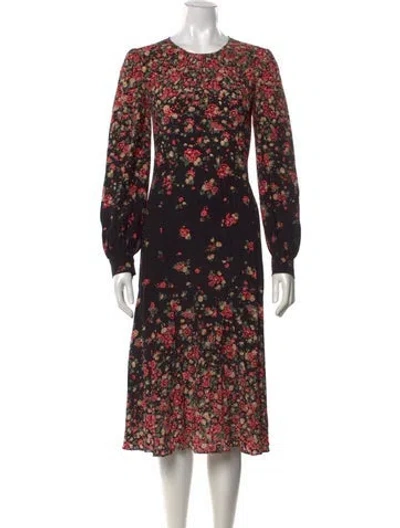 Pre-owned Michael Kors Silk Midi Length Dress In Black/pink