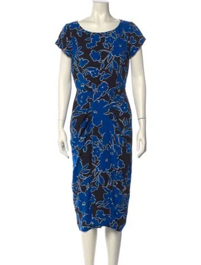 Pre-owned Michael Kors Silk Midi Length Dress In Blue