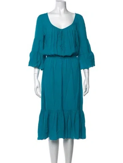 Pre-owned Michael Kors Silk Midi Length Dress In Blue
