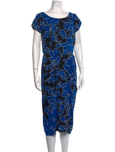 Pre-owned Michael Kors Silk Midi Length Dress In Blue