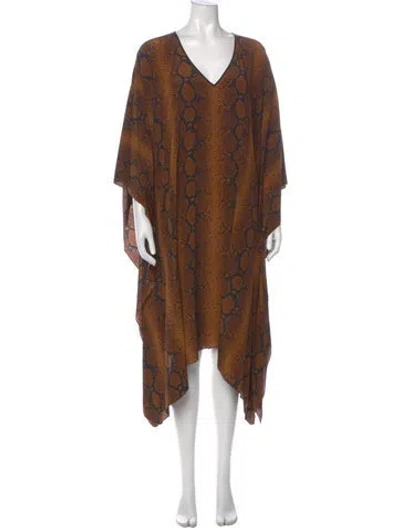 Pre-owned Michael Kors Silk Midi Length Dress In Brown