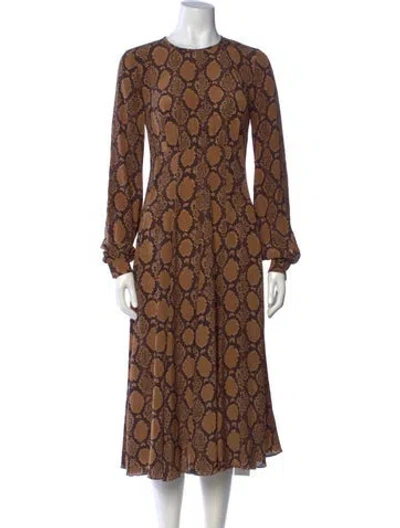Pre-owned Michael Kors Silk Midi Length Dress In Brown