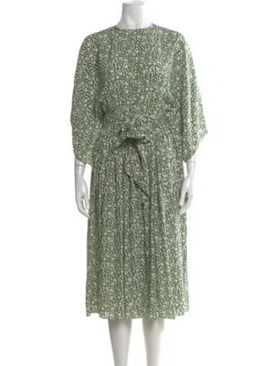 Pre-owned Michael Kors Silk Midi Length Dress In Green