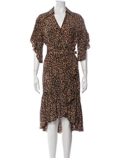 Pre-owned Michael Kors Silk Midi Length Dress In Neutral