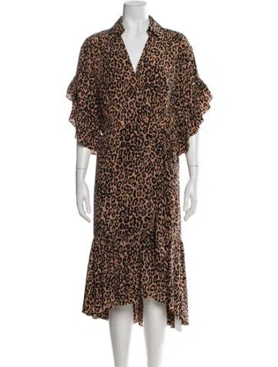 Pre-owned Michael Kors Silk Midi Length Dress In Neutrals