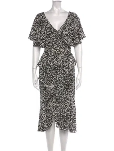 Pre-owned Michael Kors Silk Midi Length Dress In Neutrals