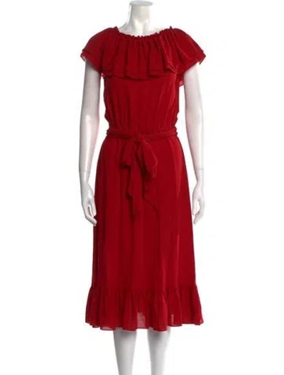 Pre-owned Michael Kors Silk Midi Length Dress In Red