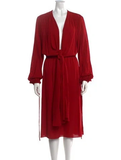 Pre-owned Michael Kors Silk Midi Length Dress In Red