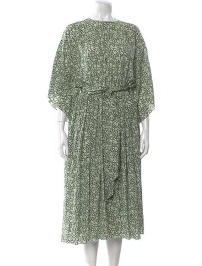 Pre-owned Michael Kors Silk Midi Length Dress W/ Tags In Green