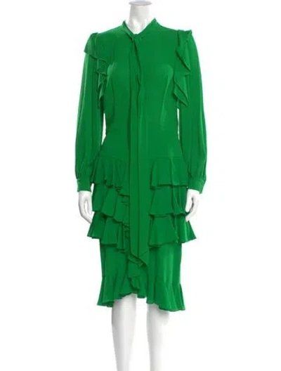 Pre-owned Michael Kors Silk Midi Length Dress W/ Tags In Green