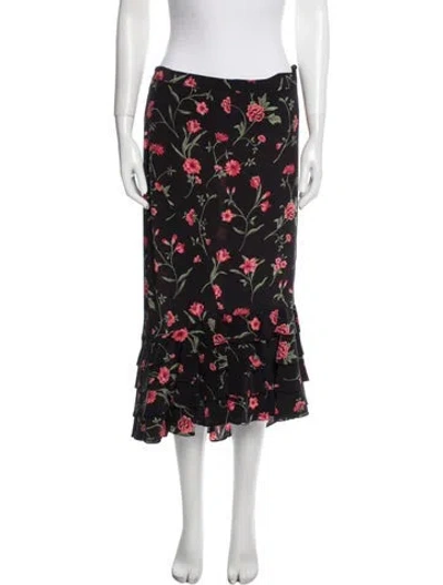 Pre-owned Michael Kors Silk Midi Length Skirt In Black