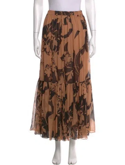 Pre-owned Michael Kors Silk Midi Length Skirt In Brown
