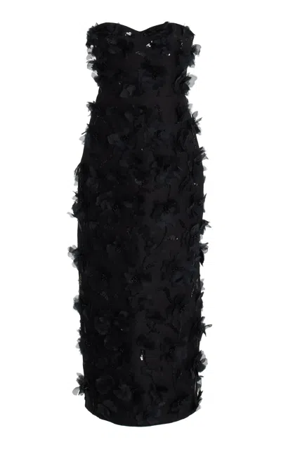 Michael Kors Silk Mikado Strapless Dress In Black