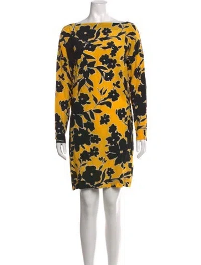 Pre-owned Michael Kors Silk Mini Dress In Black/yellow