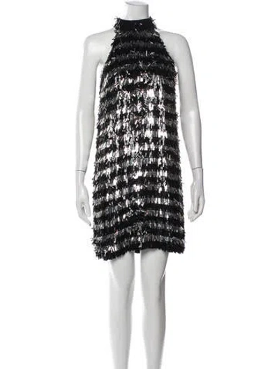 Pre-owned Michael Kors Silk Mini Dress W/ Tags In Black/silver