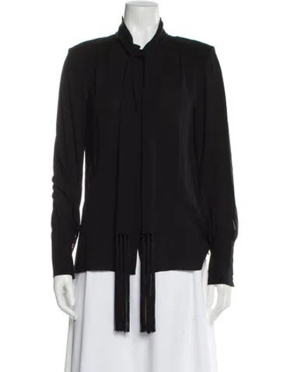 Pre-owned Michael Kors Silk Mock Neck Blouse In Black