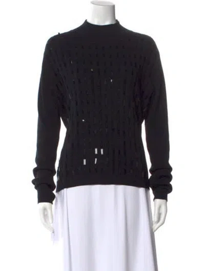 Pre-owned Michael Kors Silk Mock Neck Sweatshirt In Blue