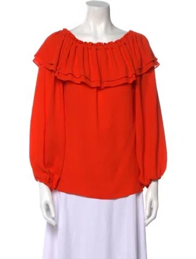Pre-owned Michael Kors Silk Off-the-shoulder Blouse In Orange