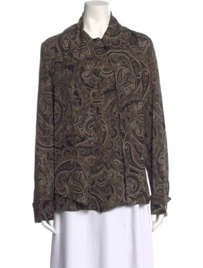 Pre-owned Michael Kors Silk Paisley Print Blouse In Brown