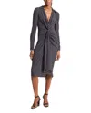 Michael Kors Polka Dot Long Sleeve Midi Shirtdress In Black/optic White