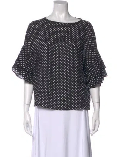 Pre-owned Michael Kors Silk Polka Dot Print Blouse In Black