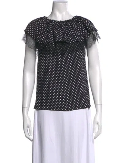 Pre-owned Michael Kors Silk Polka Dot Print Blouse In Black