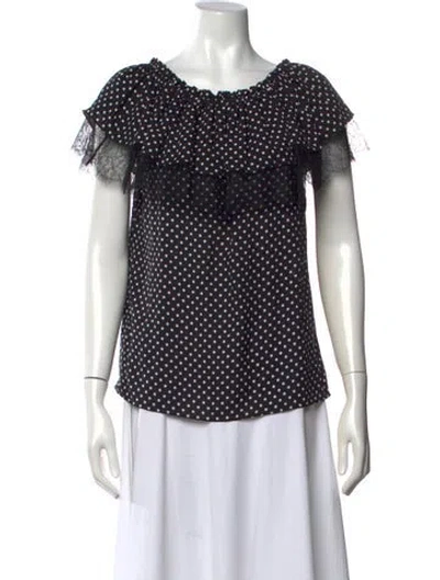 Pre-owned Michael Kors Silk Polka Dot Print Blouse In Black