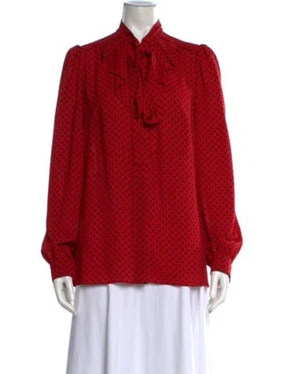 Pre-owned Michael Kors Silk Polka Dot Print Blouse In Red