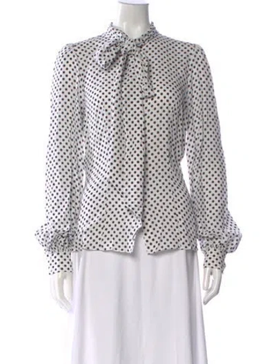 Pre-owned Michael Kors Silk Polka Dot Print Blouse In White