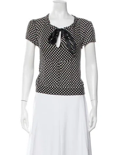 Pre-owned Michael Kors Silk Polka Dot Print Blouse In White