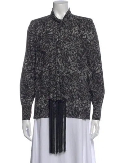 Pre-owned Michael Kors Silk Printed Blouse In Black