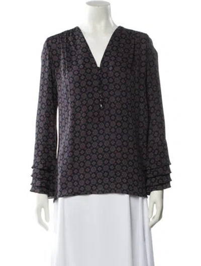 Pre-owned Michael Kors Silk Printed Blouse In Blue