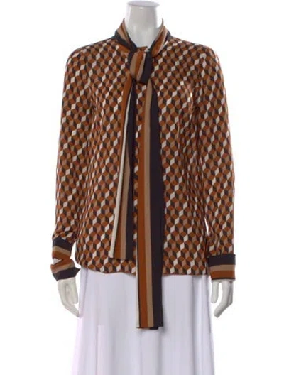 Pre-owned Michael Kors Silk Printed Blouse In Brown