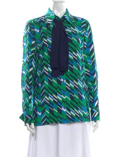 Pre-owned Michael Kors Silk Printed Blouse In Green