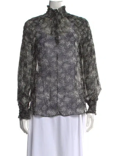 Pre-owned Michael Kors Silk Printed Blouse In Grey