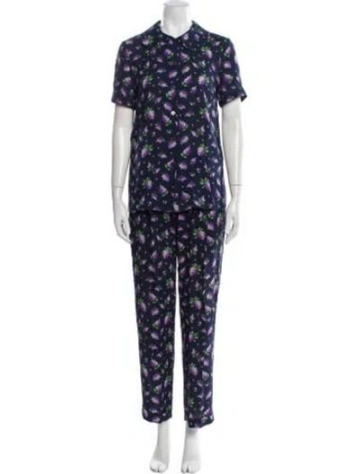 Pre-owned Michael Kors Silk Printed Pant Set In Blue