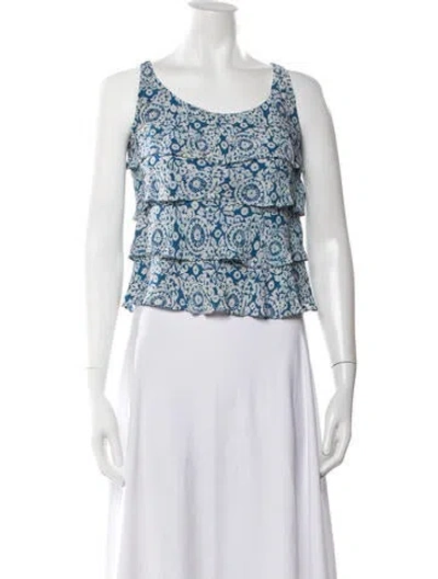 Pre-owned Michael Kors Silk Printed Top In White