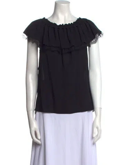 Pre-owned Michael Kors Silk Scoop Neck Blouse In Black