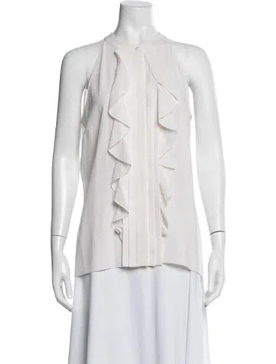 Pre-owned Michael Kors Silk Sleeveless Blouse In White