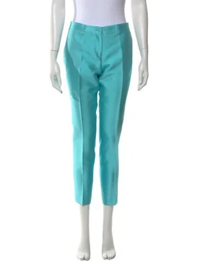 Pre-owned Michael Kors Silk Straight Leg Pants In Blue