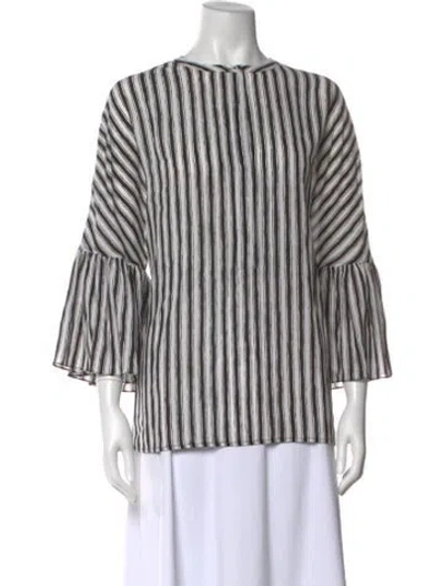 Pre-owned Michael Kors Silk Striped Blouse In Black