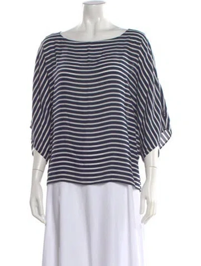 Pre-owned Michael Kors Silk Striped Blouse In Blue